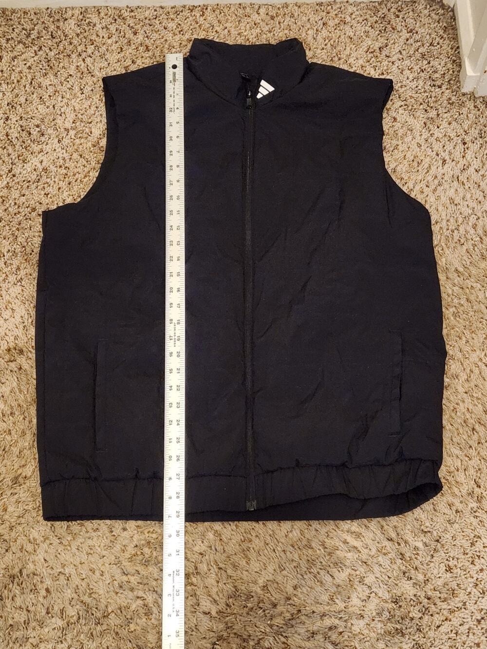 Adidas Vest Men's XL Black Quilted Insulated Full Zip Pockets Fleece